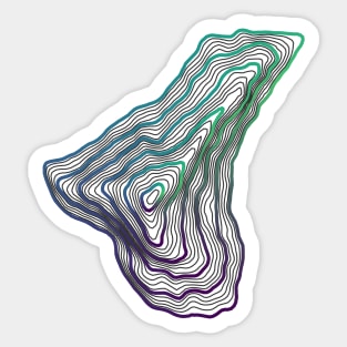 Contour map of Mount Everest purple and green Sticker